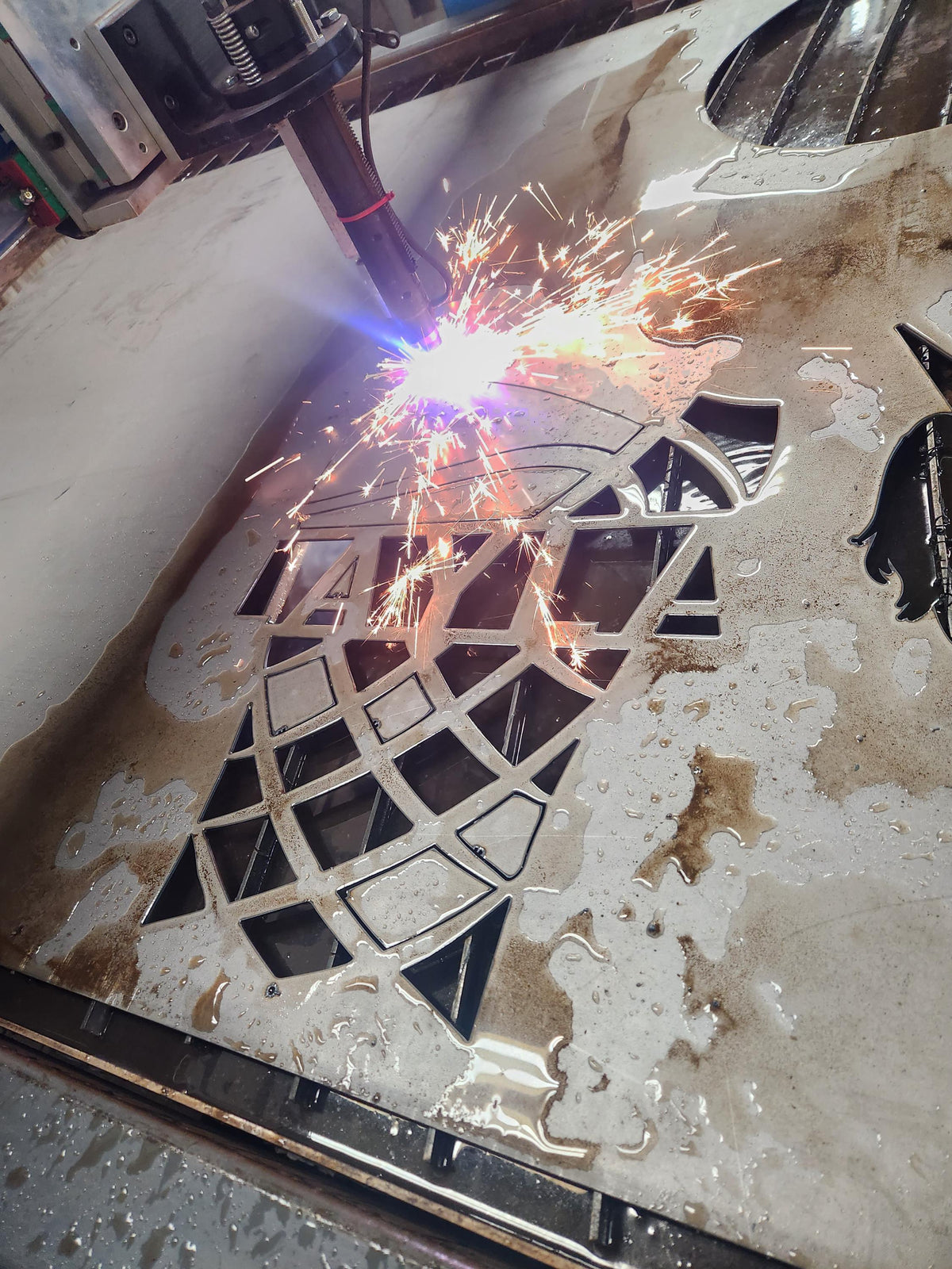 CNC plasma cutting the Personalized Basketball Hoop Name Sign design