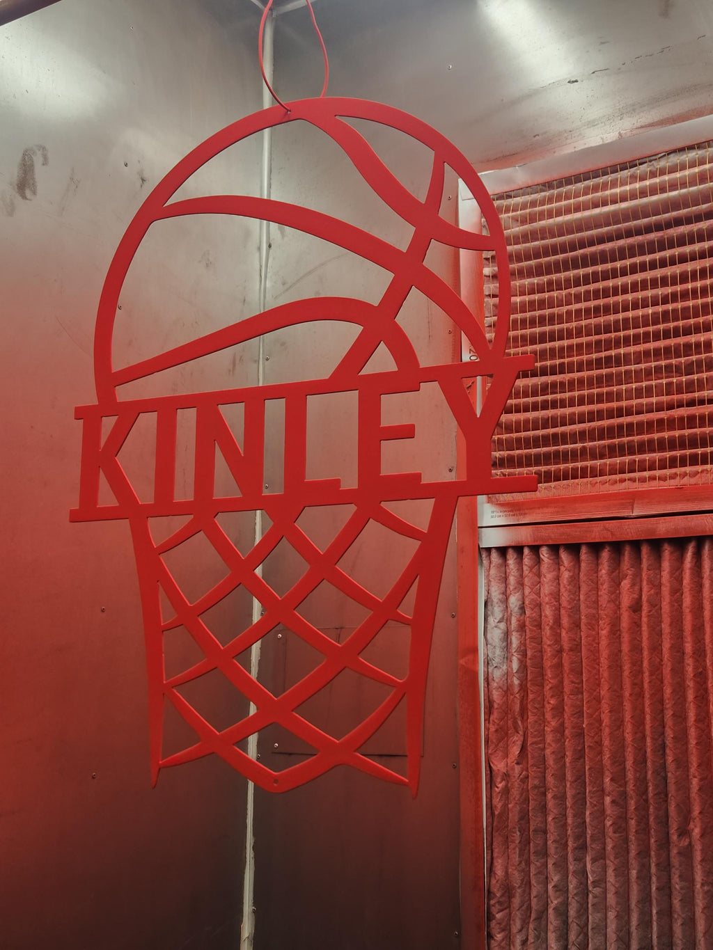 Personalized Basketball Hoop Name Sign finished metal example (photo 2)