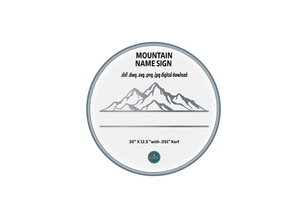Mountain Range Custom Name Sign DXF/SVG design preview with file details