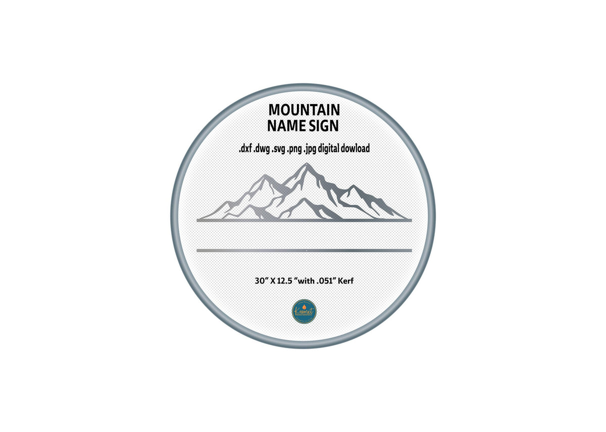 Mountain Range Custom Name Sign DXF/SVG design preview with file details