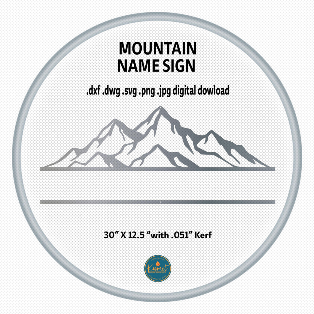 Mountain Range Custom Name Sign DXF/SVG design preview with file details (photo 6)
