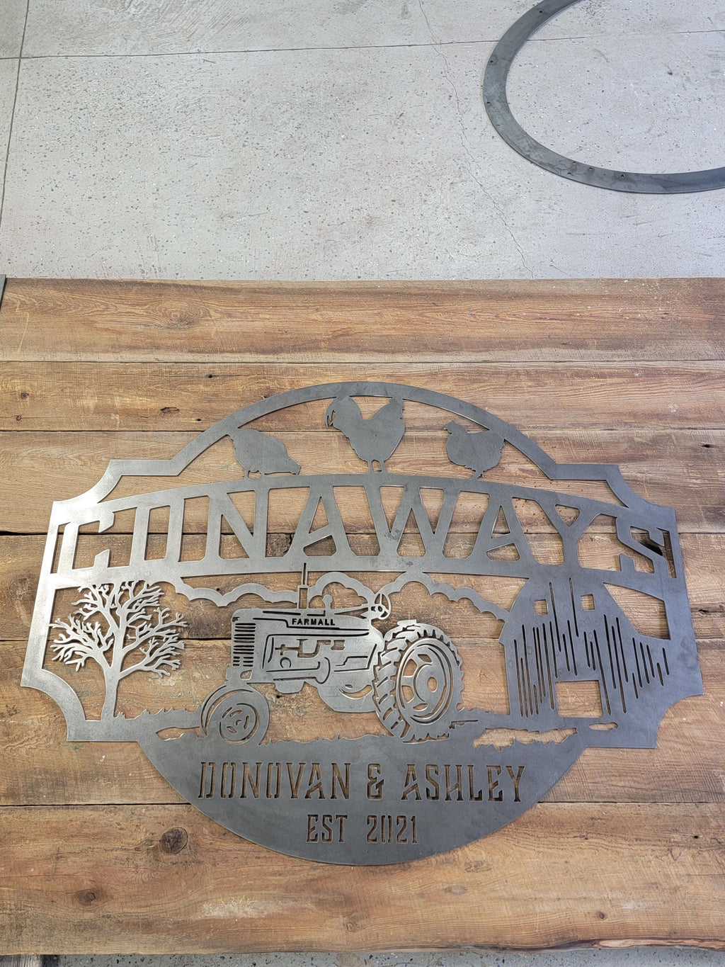Chicken Tractor Farm Sign finished metal example (photo 2)