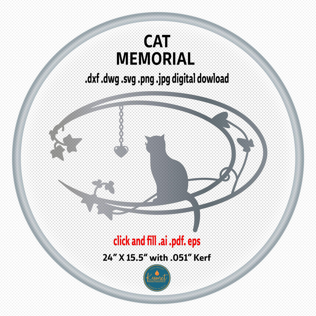 Cat Memorial Oval DXF/SVG design preview with file details