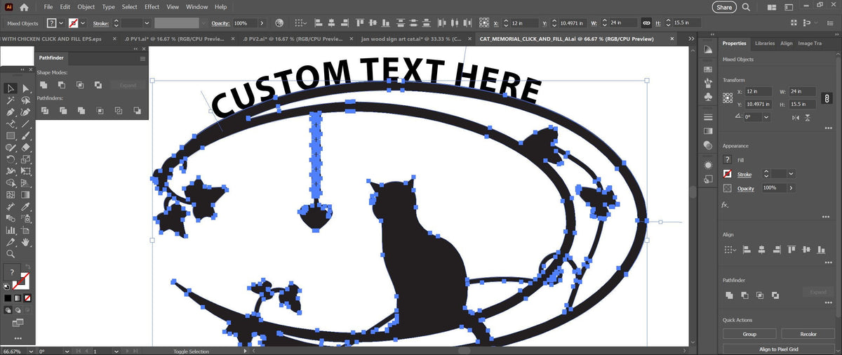 Cat Memorial Oval vector paths in design software (photo 8)