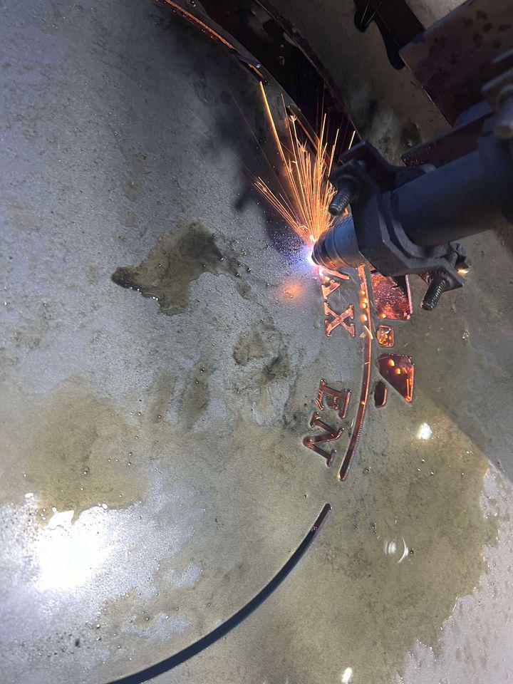 CNC plasma cutting the Beach Bar Palm Tree Good Vibes Sign design