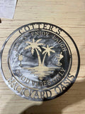 Beach Bar Palm Tree Good Vibes Sign finished metal example