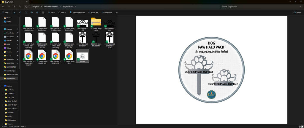 Dog Paw Halo Memorial Stake vector paths in design software