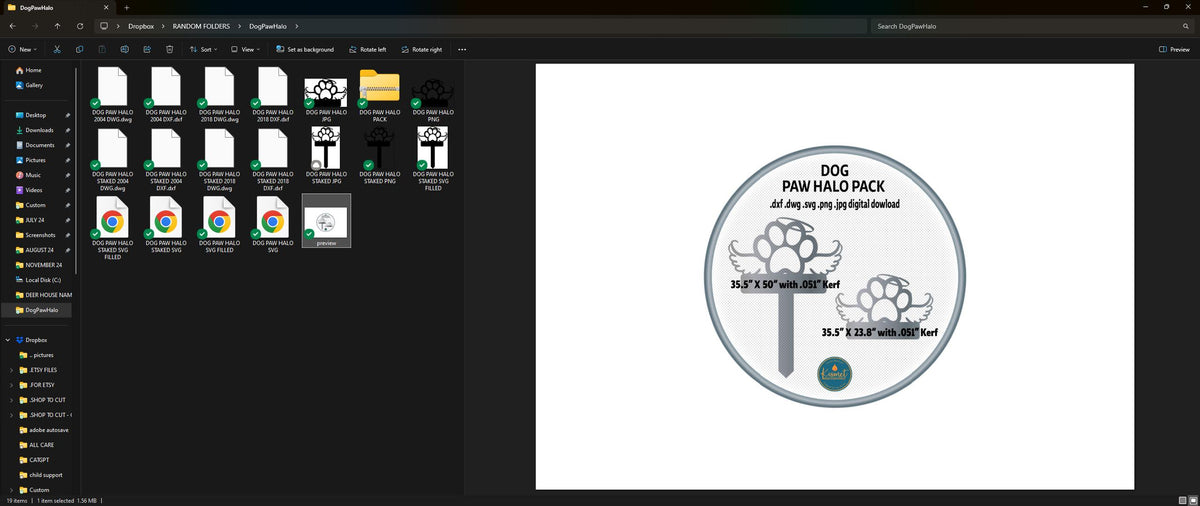Dog Paw Halo Memorial Stake vector paths in design software