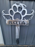 Dog Paw Halo Memorial Sign Pack finished metal example