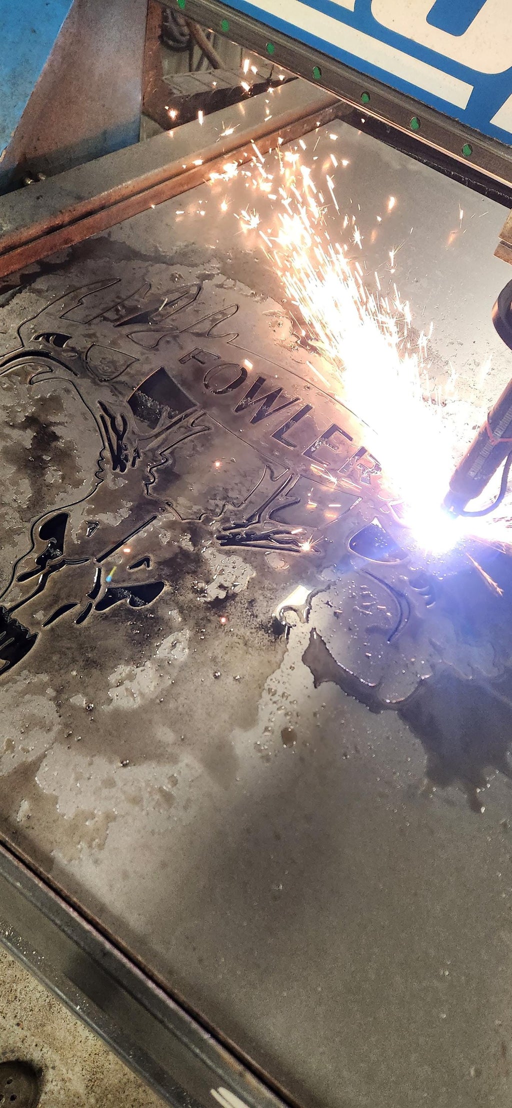 CNC plasma cutting the Deer Skull Gun Bow Hanger design