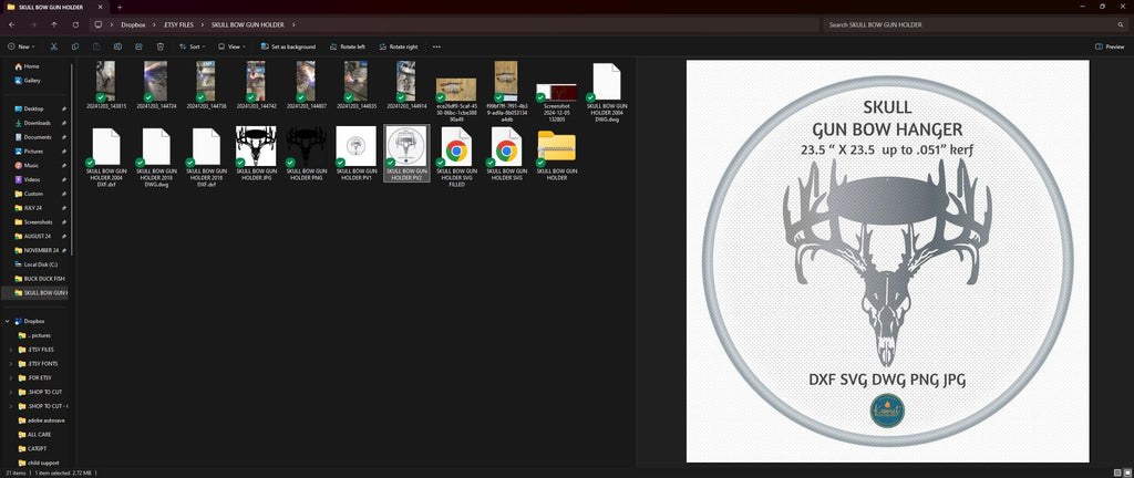 Deer Skull Gun Bow Hanger vector paths in design software