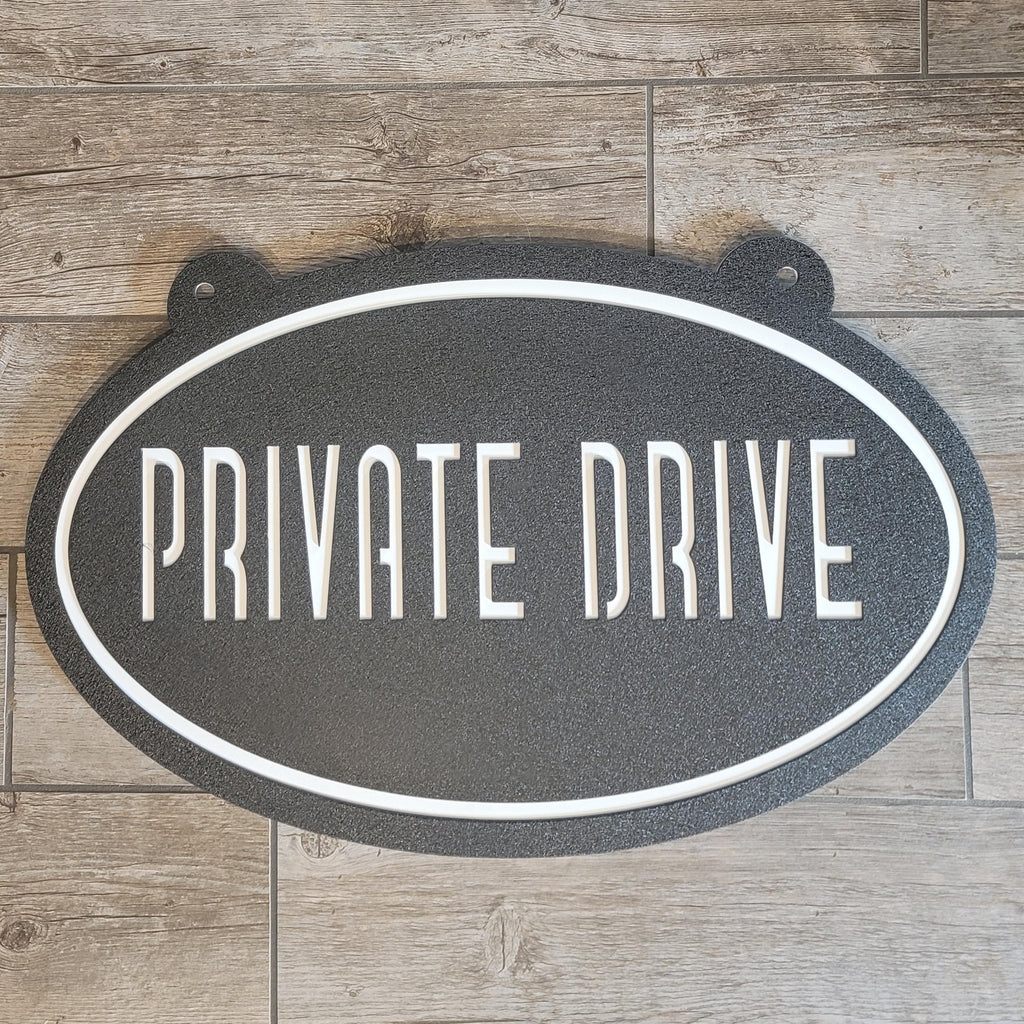 Private Drive Oval Sign finished metal example (photo 4)