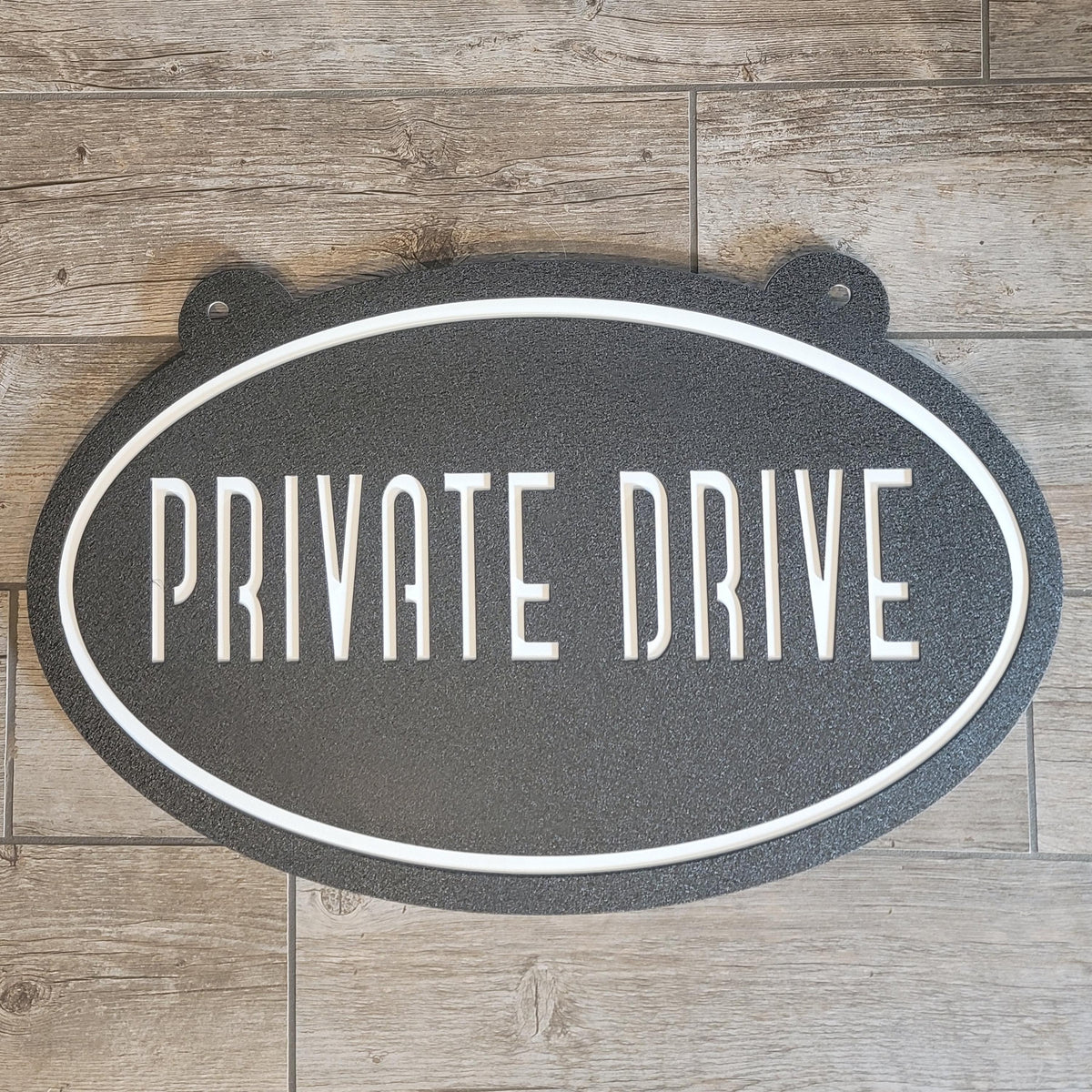 Private Drive Oval Sign finished metal example (photo 4)