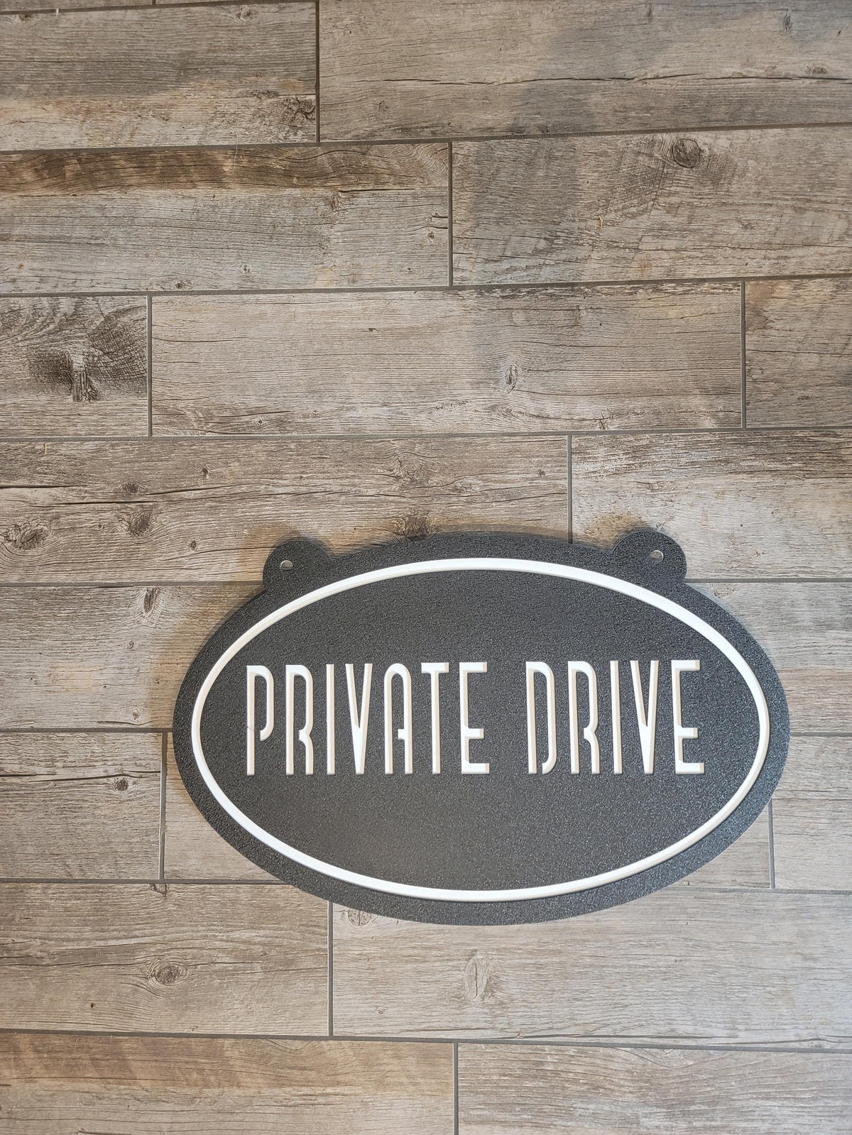 Private Drive Oval Sign finished metal example (photo 7)