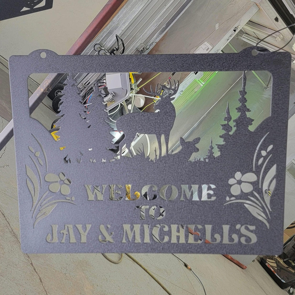 Personalized Deer Sign finished metal example (photo 9)
