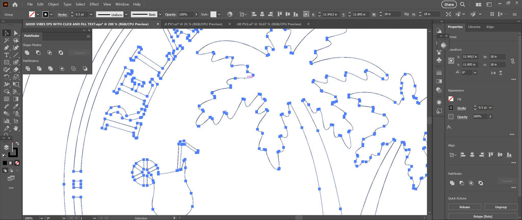 Beach Bar Palm Tree Good Vibes Sign vector paths in design software (photo 8)