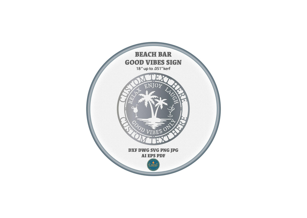 Beach Bar Palm Tree Good Vibes Sign DXF/SVG design preview with file details (photo 10)