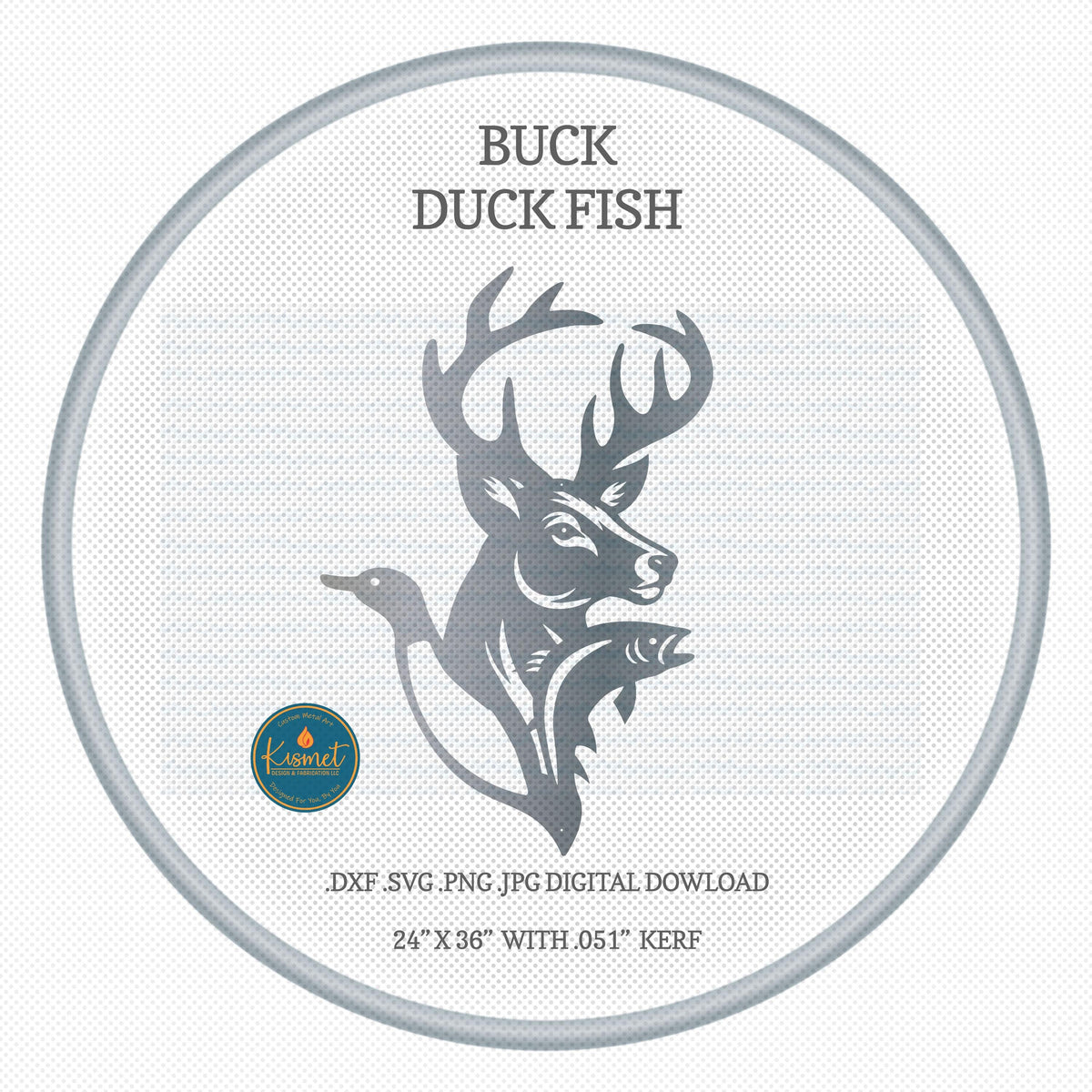 Buck Duck Fish Sign DXF/SVG design preview with file details