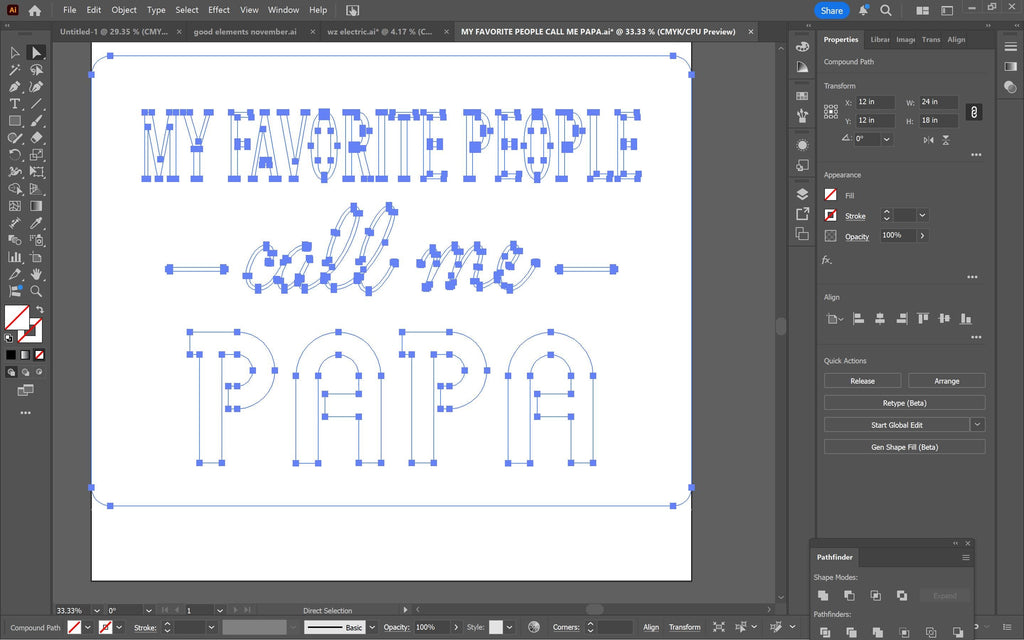 My Favorite People Call Me Papa vector paths in design software (photo 5)