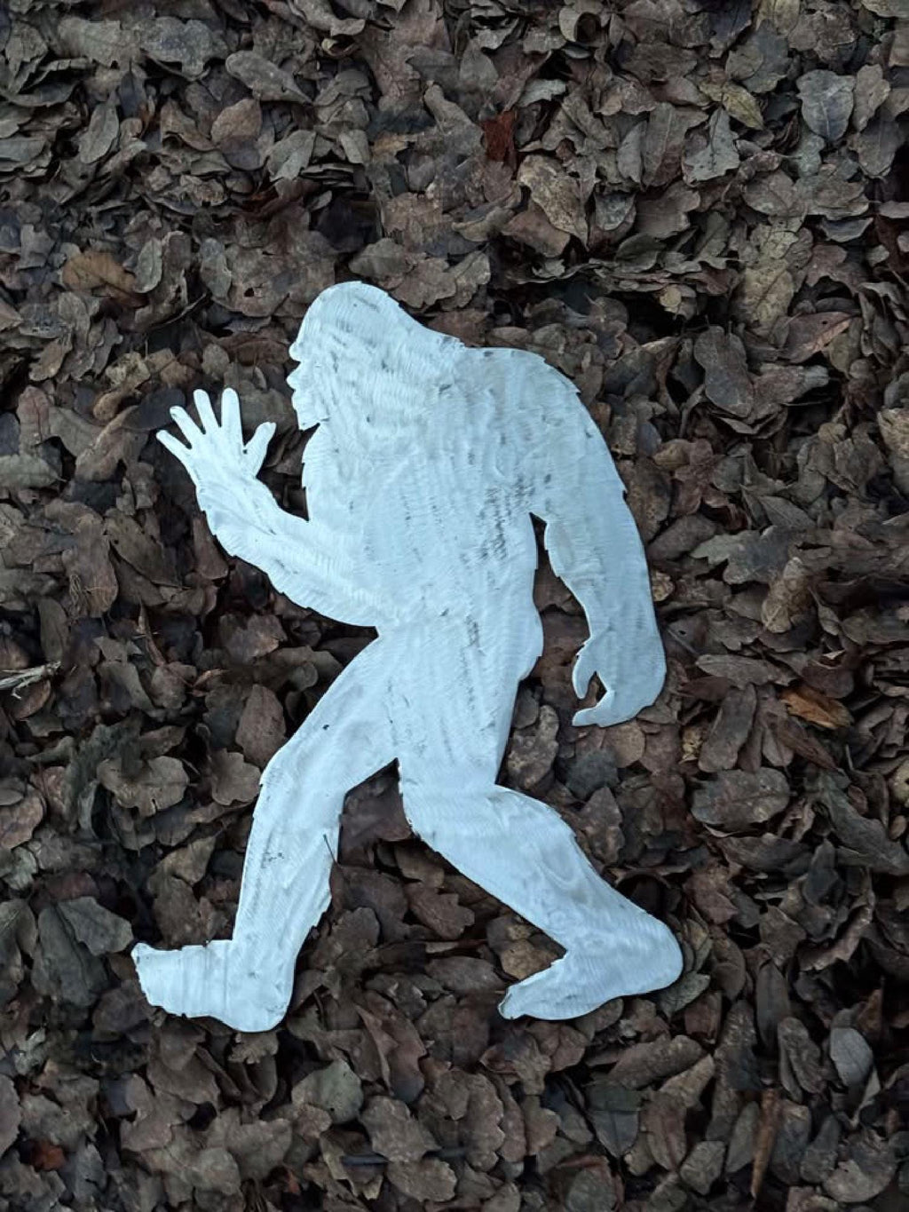 Waving Sasquatch finished metal example
