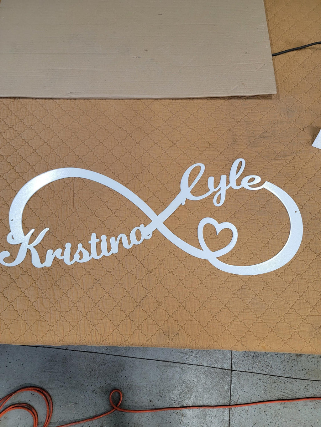 Infinity Heart Wedding Sign finished metal example (photo 5)
