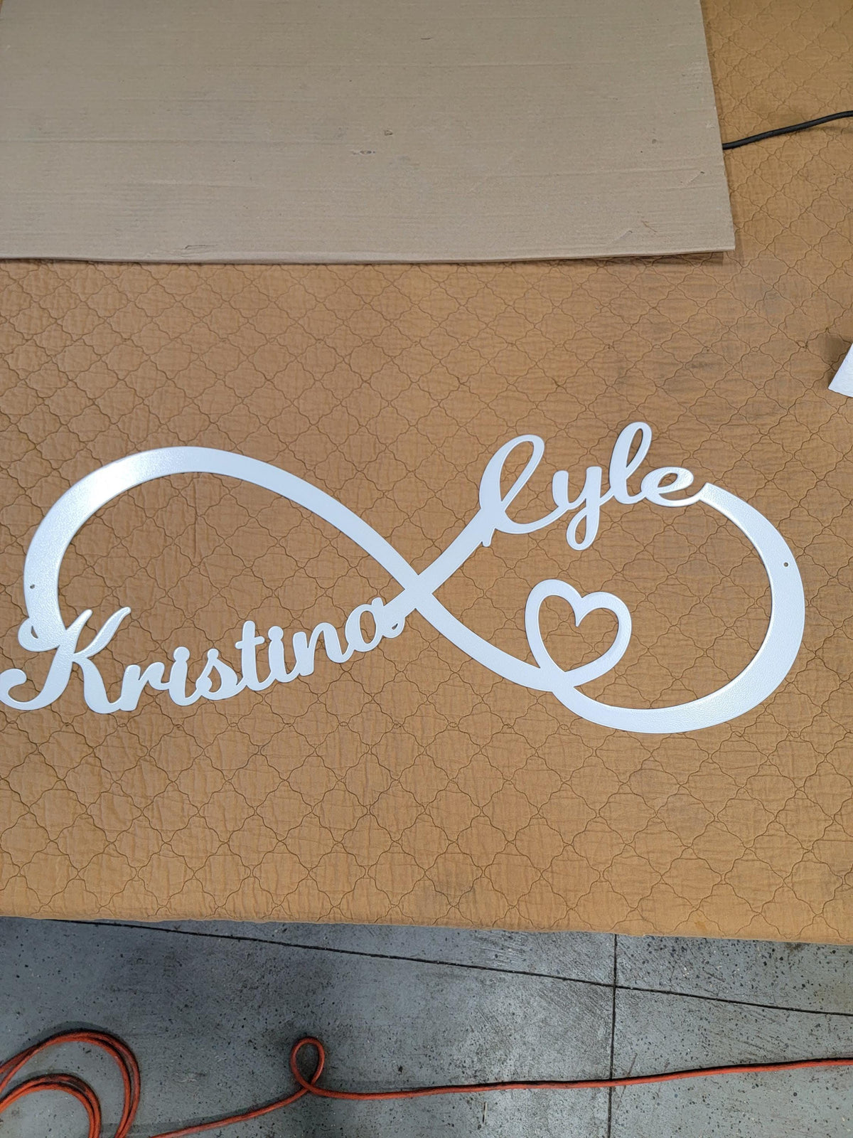 Infinity Heart Wedding Sign finished metal example (photo 5)
