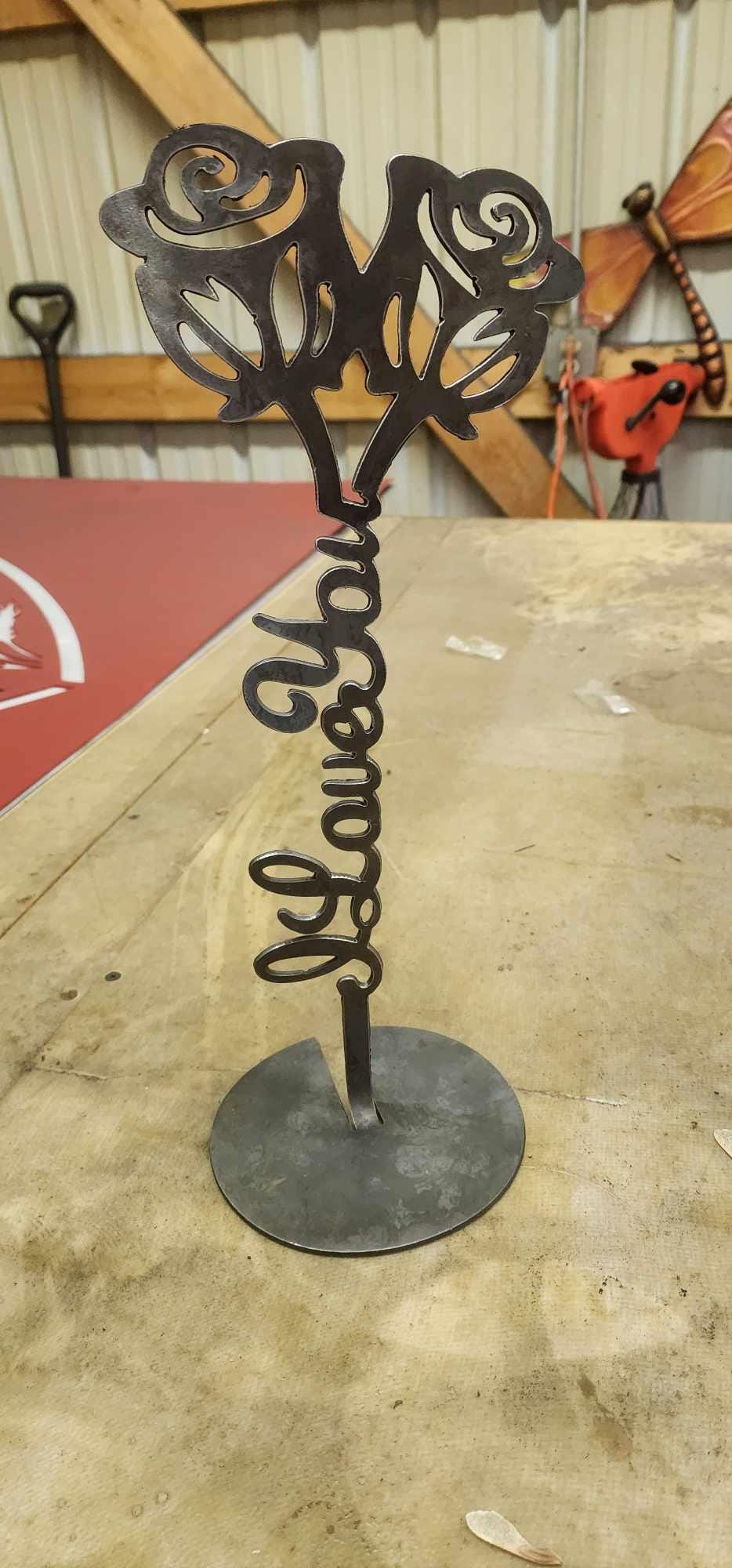 Double Rose I Love You Stand finished metal example (photo 4)