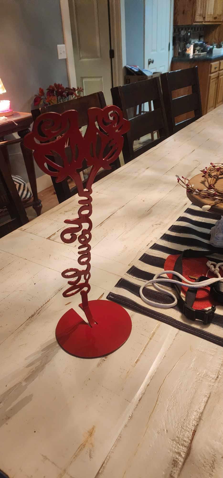 Double Rose I Love You Stand finished metal example (photo 5)