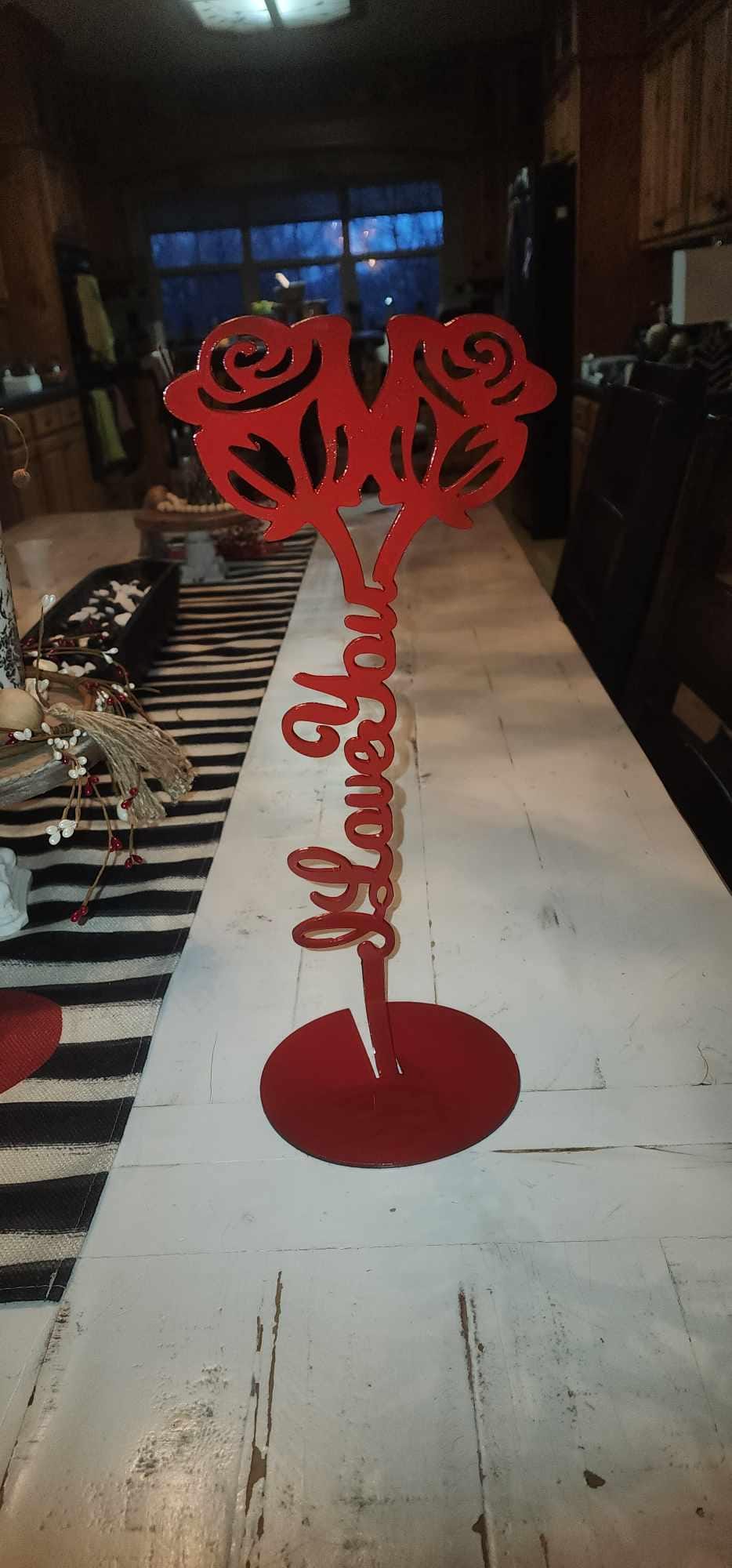 Double Rose I Love You Stand finished metal example (photo 6)