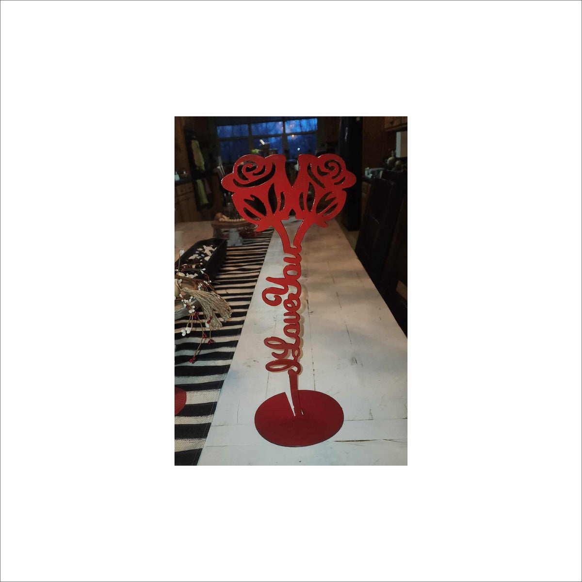 Double Rose I Love You Stand finished metal example