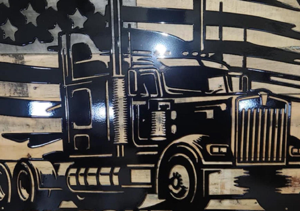 Semi Truck Tattered Flag Panel finished metal example