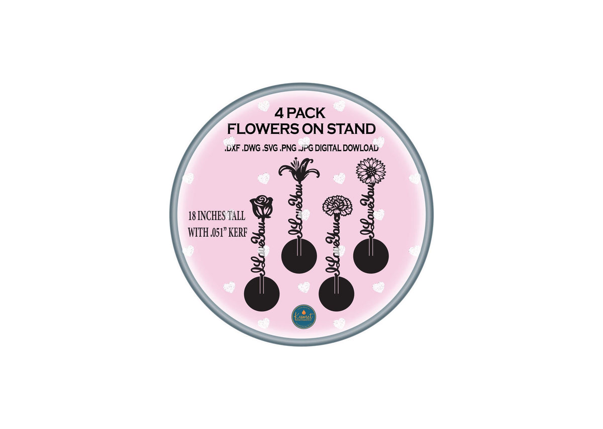 I Love You Flower Stands, Set of 4 DXF/SVG design preview with file details (photo 3)