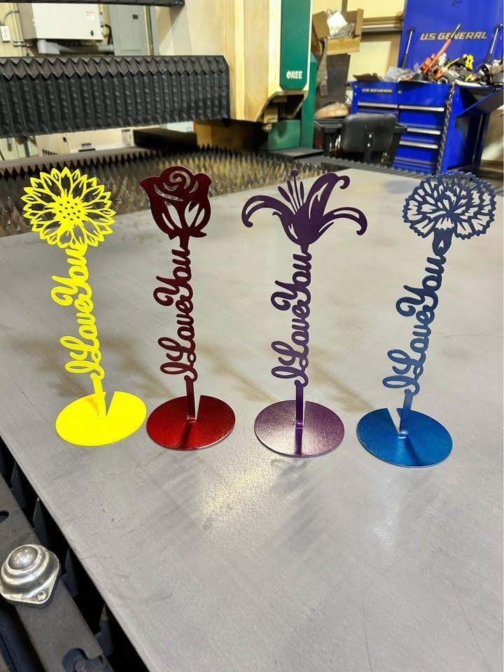 I Love You Flower Stands, Set of 4 finished metal example