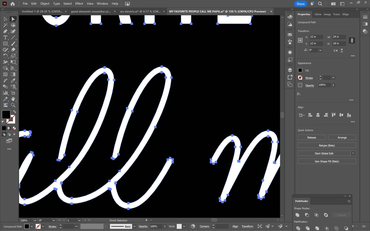 My Favorite People Call Me Papa vector paths in design software