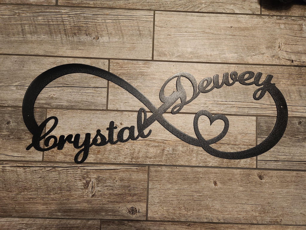 Infinity Heart Wedding Sign finished metal example (photo 4)