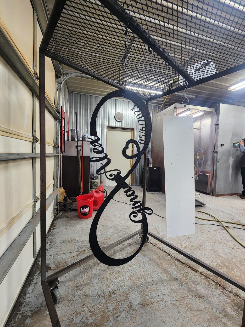Infinity Heart Wedding Sign finished metal example