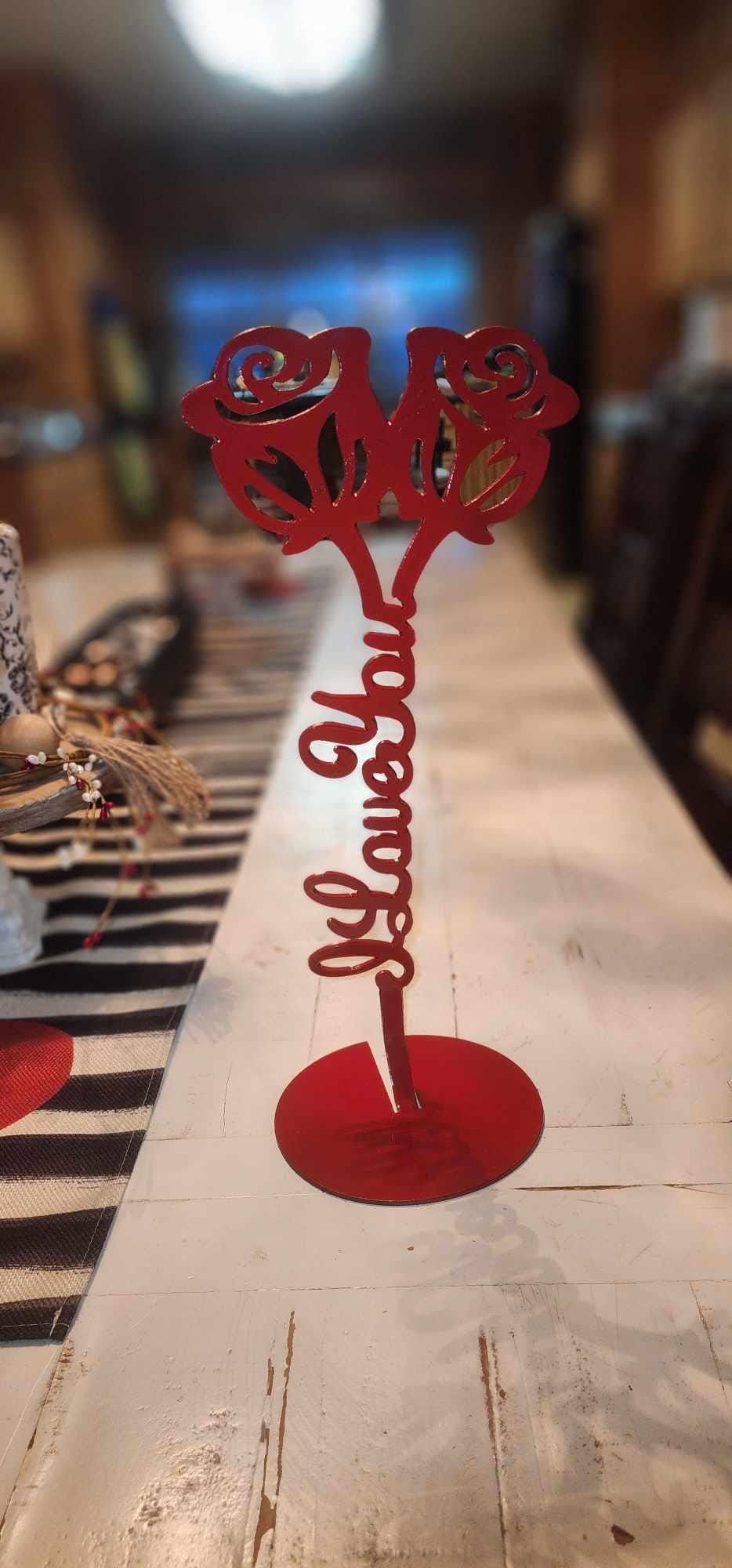 Double Rose I Love You Stand finished metal example (photo 8)