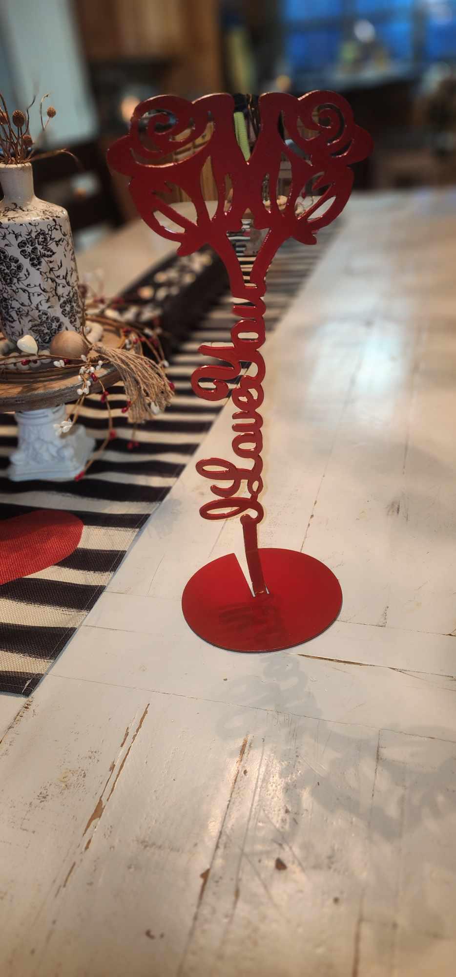 Double Rose I Love You Stand finished metal example (photo 7)