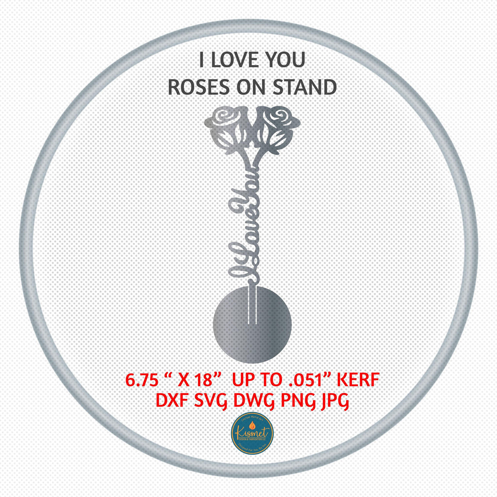 Double Rose I Love You Stand DXF/SVG design preview with file details