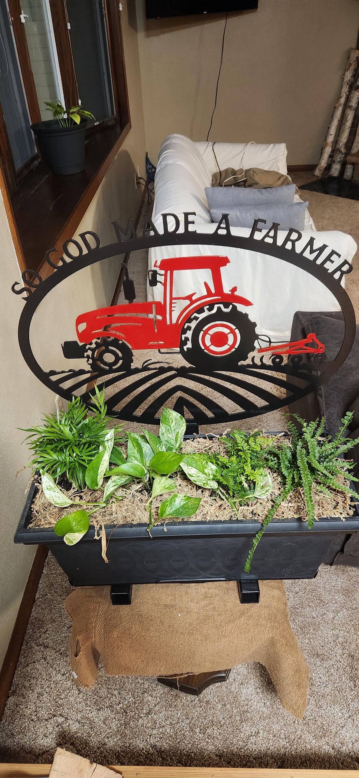 So God Made a Farmer Tractor Sign finished metal example