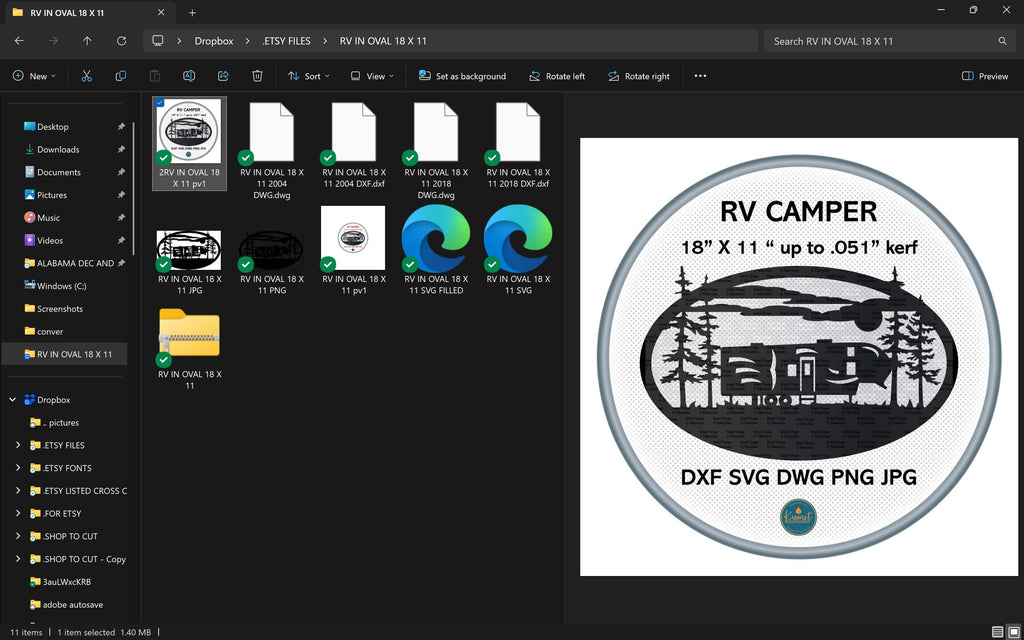 RV Camper Forest Oval vector paths in design software