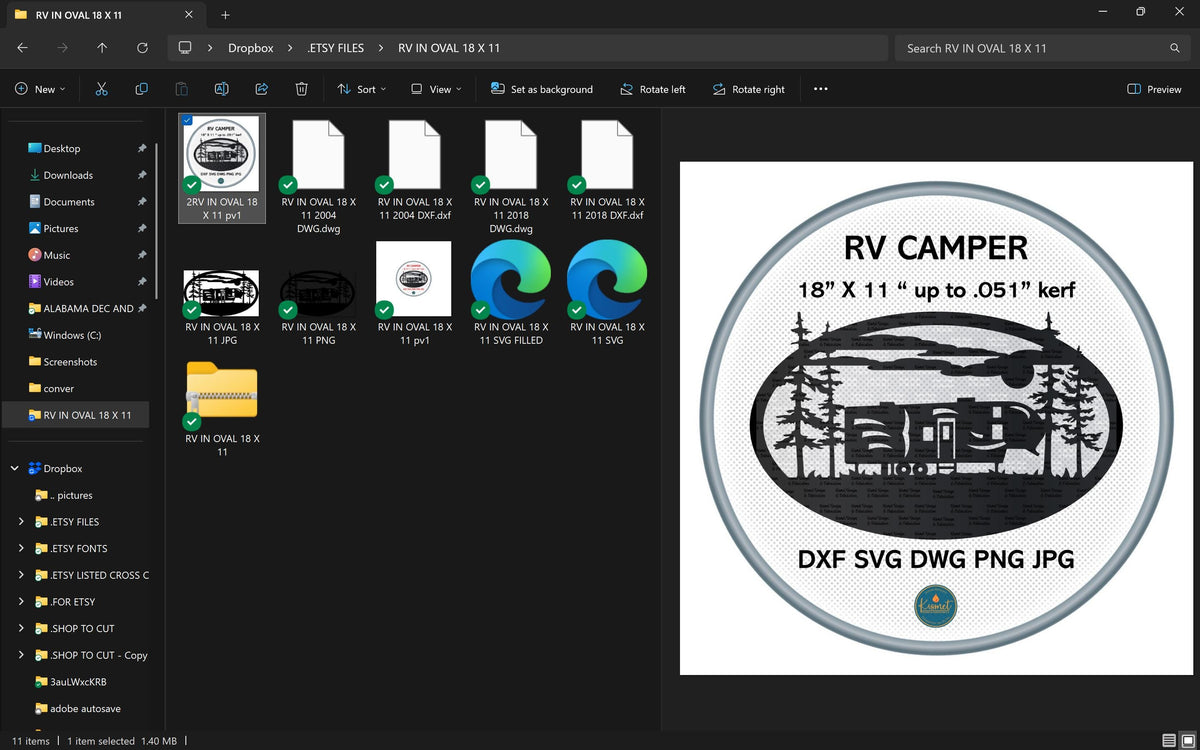 RV Camper Forest Oval vector paths in design software