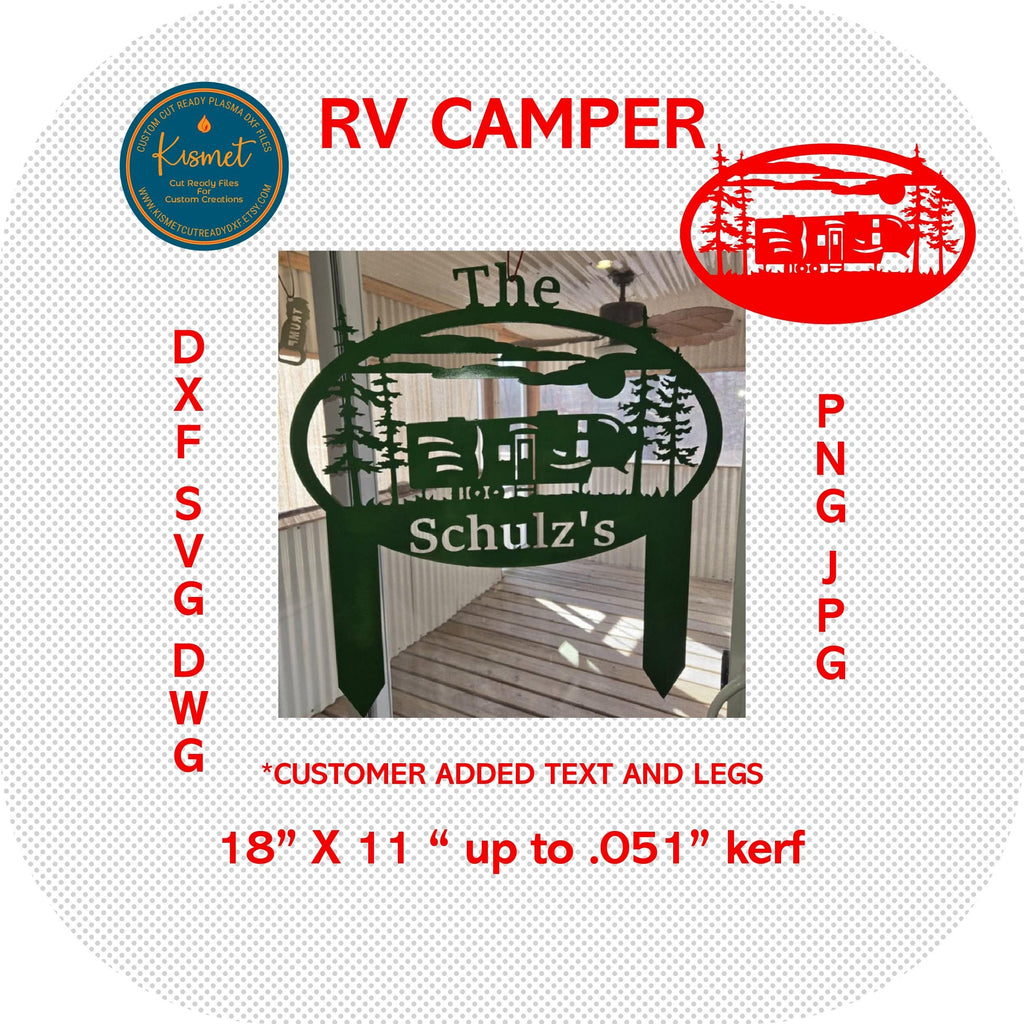 RV Camper Forest Oval DXF/SVG design preview with file details