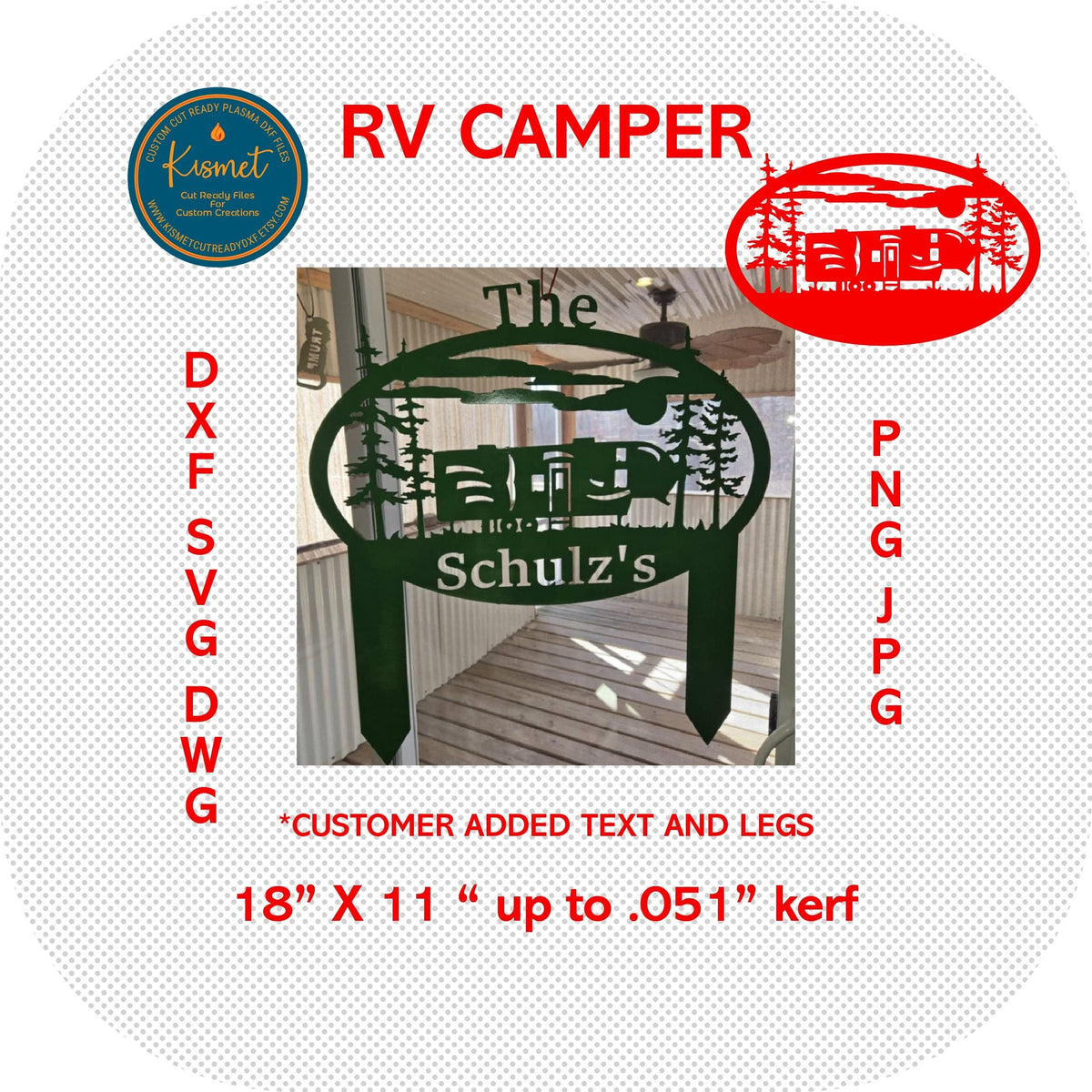 RV Camper Forest Oval DXF/SVG design preview with file details