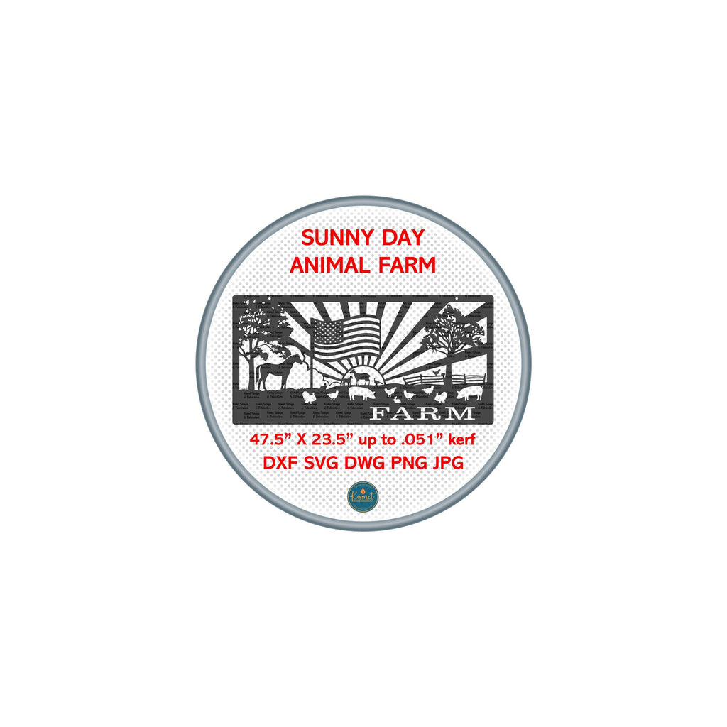Flag Sunburst Farm Animals Panel DXF/SVG design preview with file details (photo 4)
