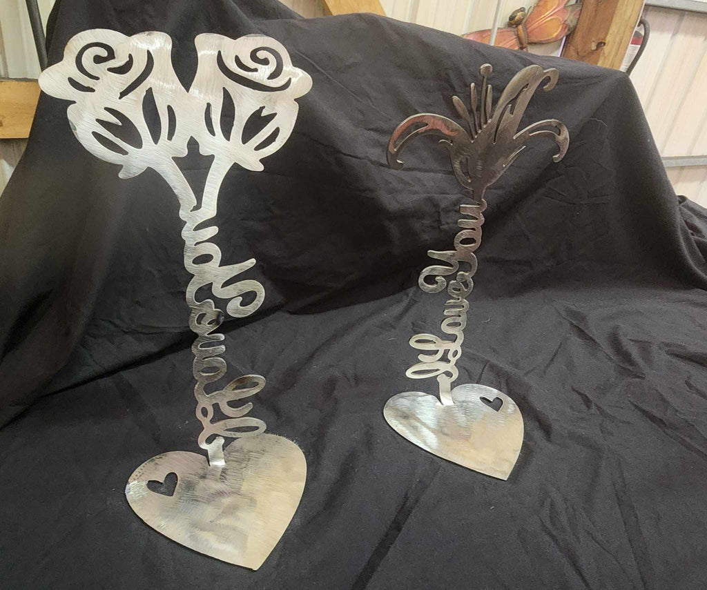 I Love You Flower Stands, Set of 5 finished metal example (photo 4)