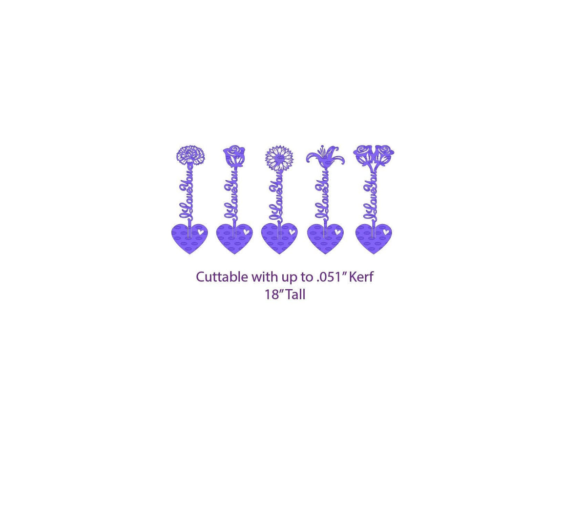 I Love You Flower Stands, Set of 5 DXF/SVG design preview with file details (photo 2)
