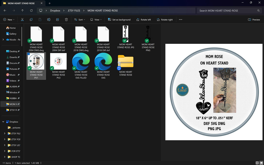 Mom Forever Rose, Heart Base vector paths in design software