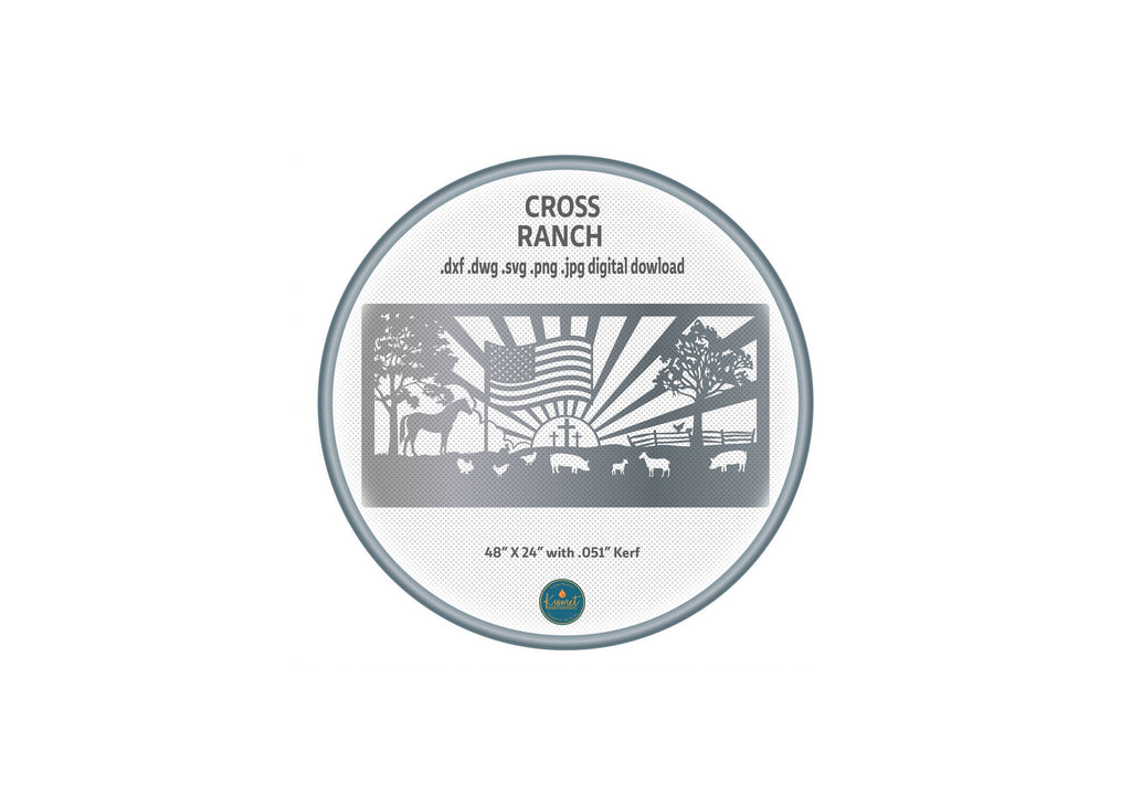 Cross Ranch Farm Scene Panel DXF/SVG design preview with file details