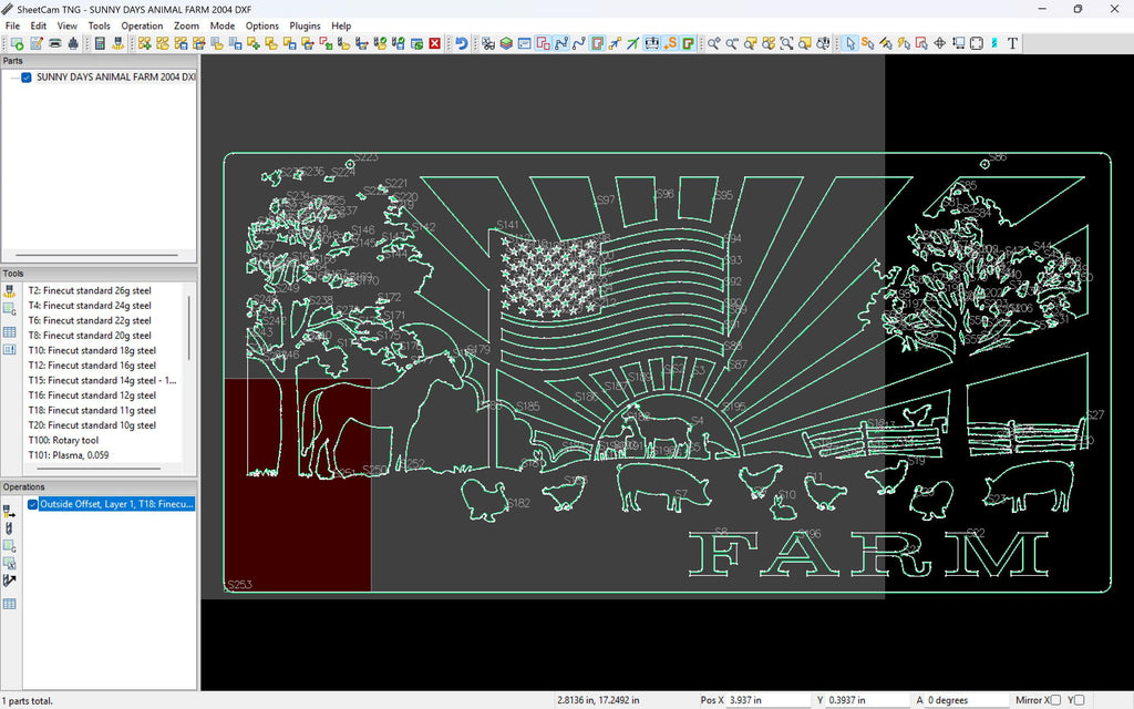 Flag Sunburst Farm Animals Panel vector paths in design software (photo 8)